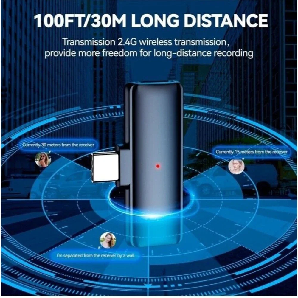 Lavalier Microphone Wireless Video Recording Noise Reduction For Android/iPhone